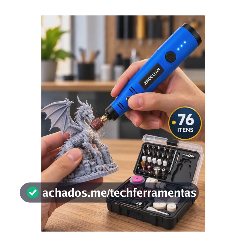 Micro Retífica Profissional Jeroclean Pro-rp2076 Sem Fio C/ 76 Acessórios Para Gravar E Polir 127/220v 50 Hz/60 Hz