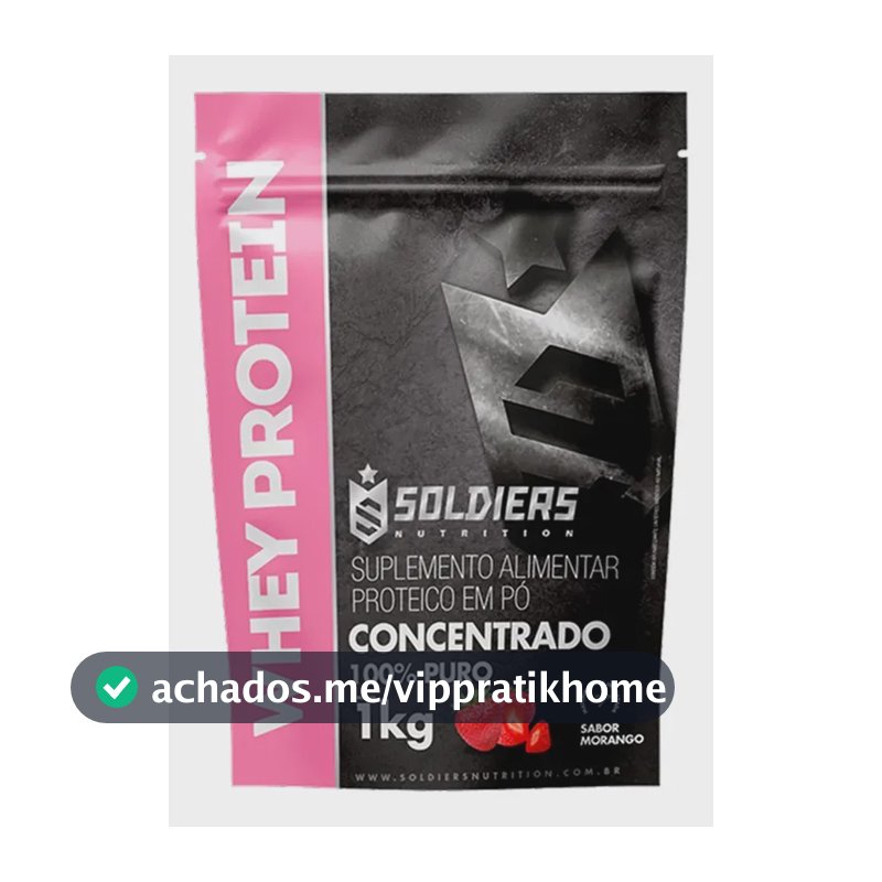 Whey Protein Concentrado 1Kg Sabor Morango Soldiers Nutrition
