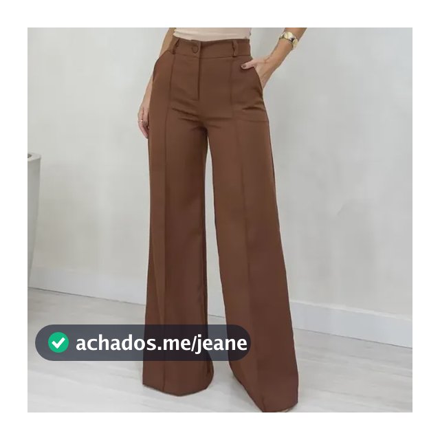 Calça Feminina Alfaiataria Pantalona Cintura Alta Soltinha