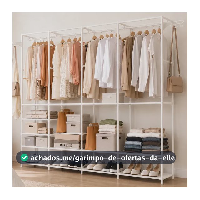 Arara Organizadora 4 Colunas Closet Cabideiro 10 Prateleiras Branco