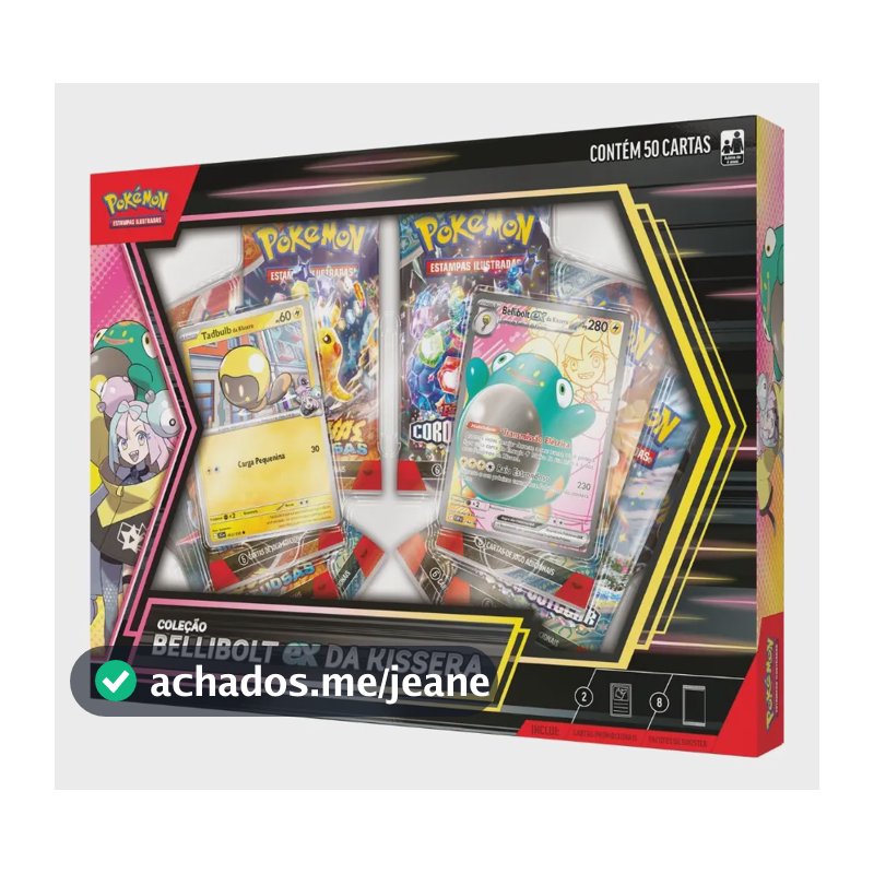Pokémon Box Bellibolt Ex da Kissera com 50 Cartas Holográficas