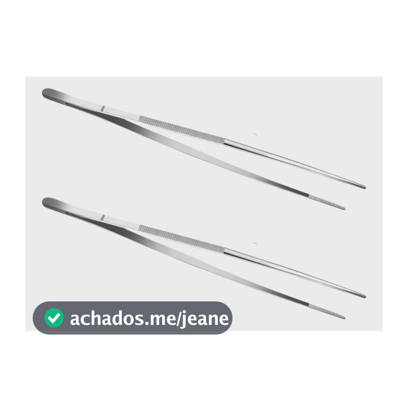 Kit 2 Pinça Culinária Inox 30cm Profissional Gastronomia Prateado