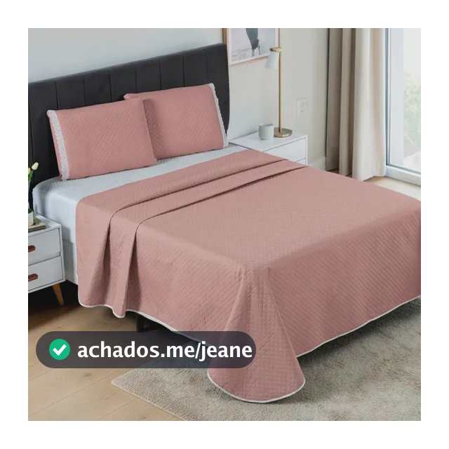 Cobre Leito Casal Queen 3 Peças Colcha Cama Kit Conforto Rosa Liso