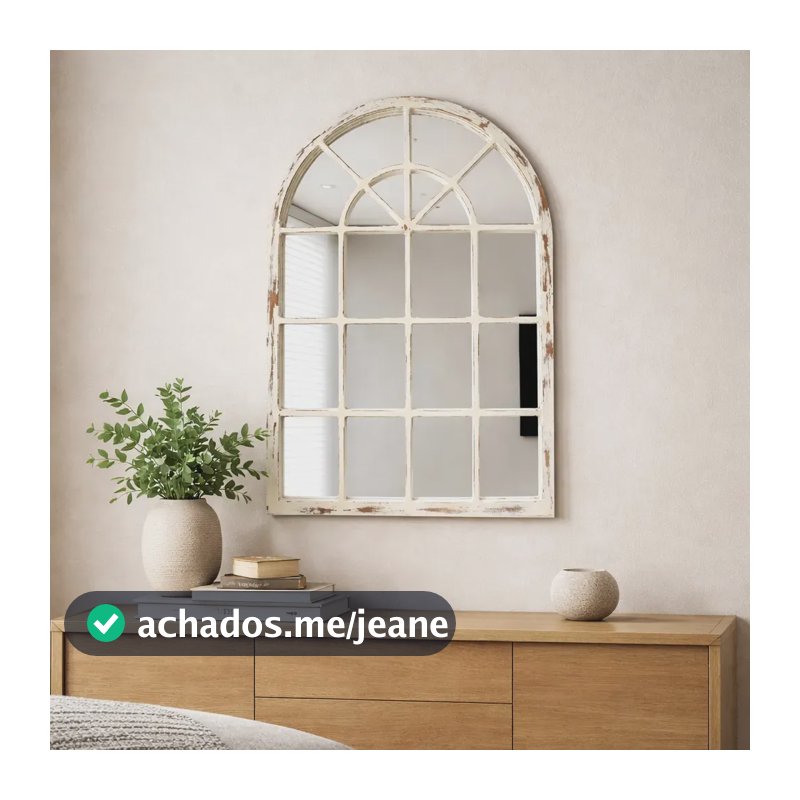 Espelho Decorativo Capela Vitral 83x64cm Patina Branca E2G