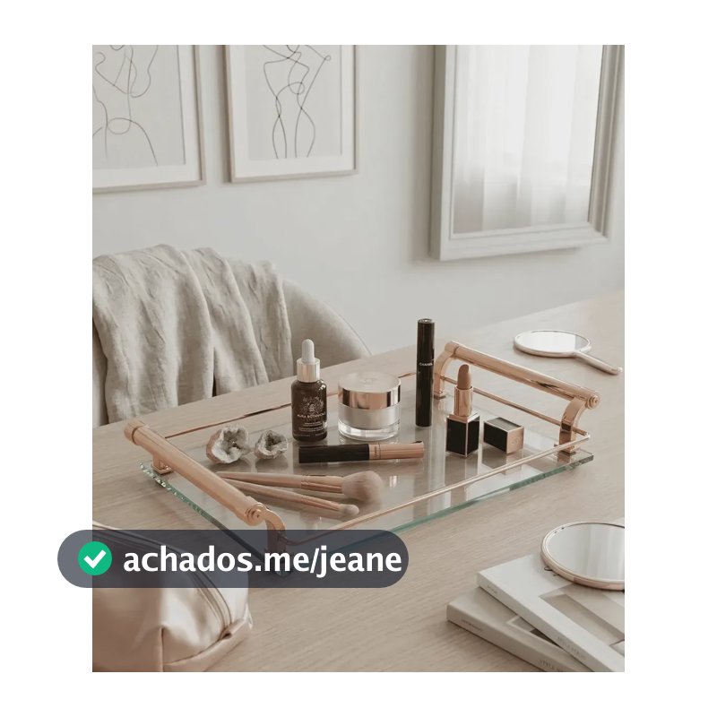 Bandeja Decorativa Alufix Com Alças Média 40cm Vidro Temperado Bar E Café - Rose/incolor