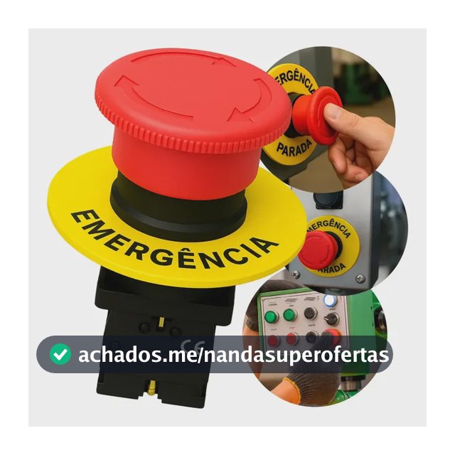 Kit Botão Emergência Cogumelo Com Trava 1nf 22mm + Placa - 1un BHS