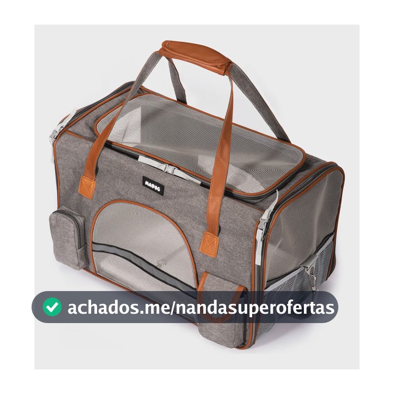 Bolsa Transporte Pet Grande Viagem Cabine Avião Madog Lux Cor Cinza-claro