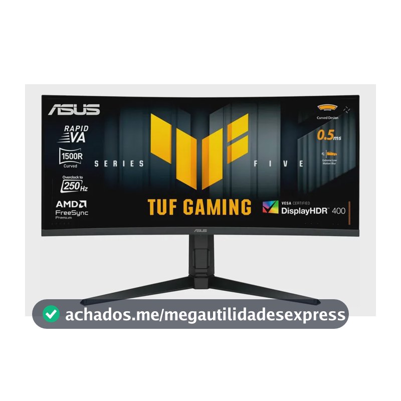 Monitor de jogador Asus Tuf VG34WQML5A 34 Wqhd 250 Hz 0,5 m preto curvo