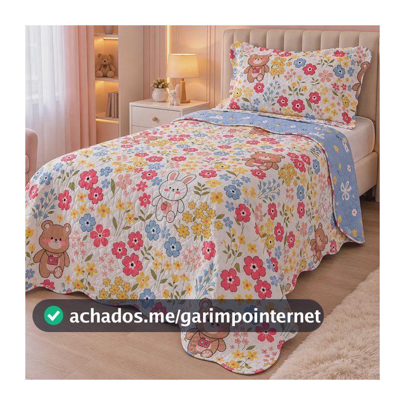 Kit Cobre Leito Solteiro Infantil Colcha Kids Cama Decoração Boneca