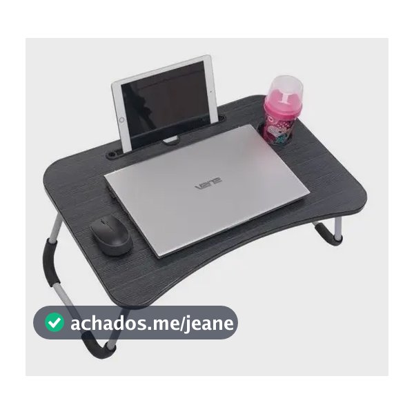 Mesa Portátil Dobrável para Notebook Home Office Madeira MDF Preto Dh Comercio