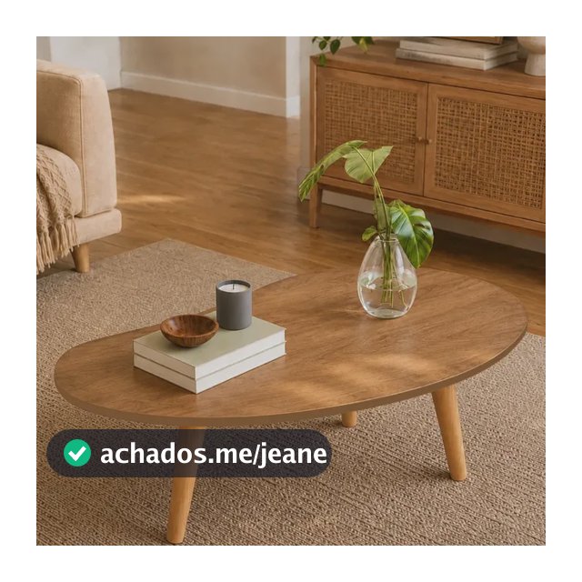 Mesa Centro Baixa Pé Palito Orgânica Decoração Sala Retrô Marrom