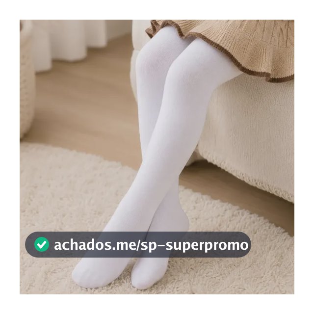Meia Calça Infantil Algodão Fio 80  Branca/preta Grossa