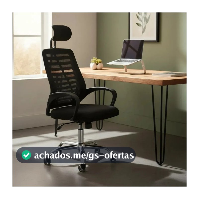 Cadeira Executiva Eike Mesh Zebra Alta Preta Giratória Ergonômica Com Reclinável