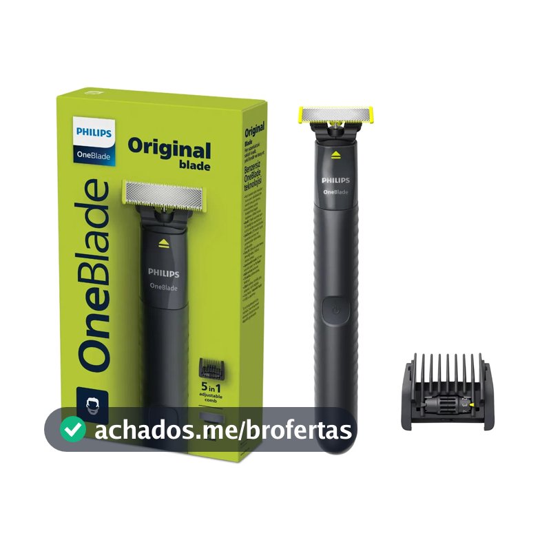 Barbeador e Aparador Elétrico Philips OneBlade com Pente 5 em 1, Sem Fio e À Prova D'Água - QP1425/10