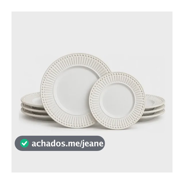 Jogo 4 Prato Raso Refeição e 4 Pratos Sobremesa Doces Branco Amarelado Off White 2a LINHA Cerâmica Porto Brasil