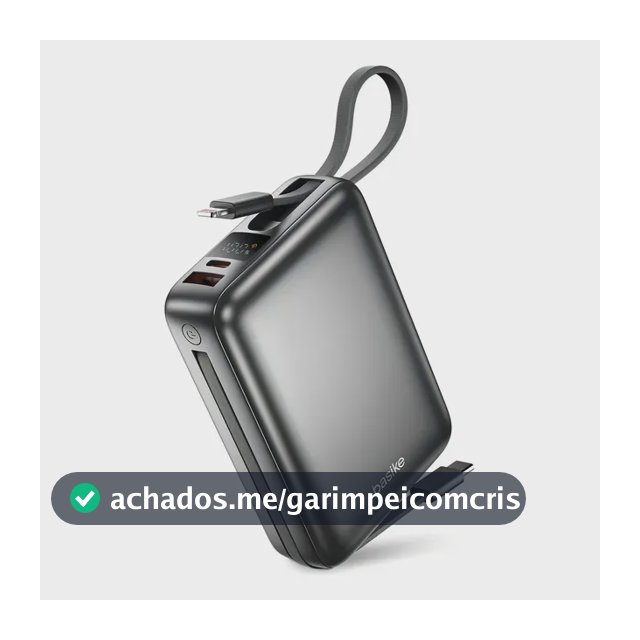 Carregador Portátil Power Bank Basike 20000mAh 22.5W Rápido Cabos Embutidos Tipo C iPhone Samsung