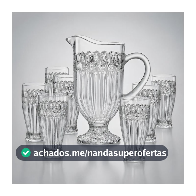 Kit Jarra De Vidro 1,15l + 6 Copos 300ml Jarra De Suco