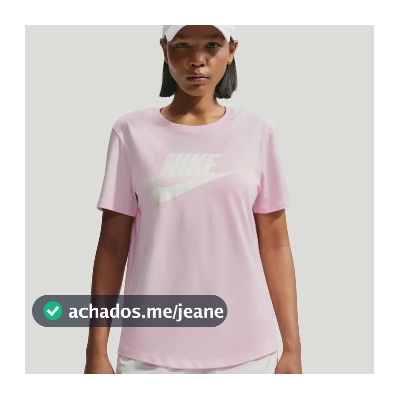 Camiseta Nike Sportswear Essentials Feminina Rosa Claro/branco P