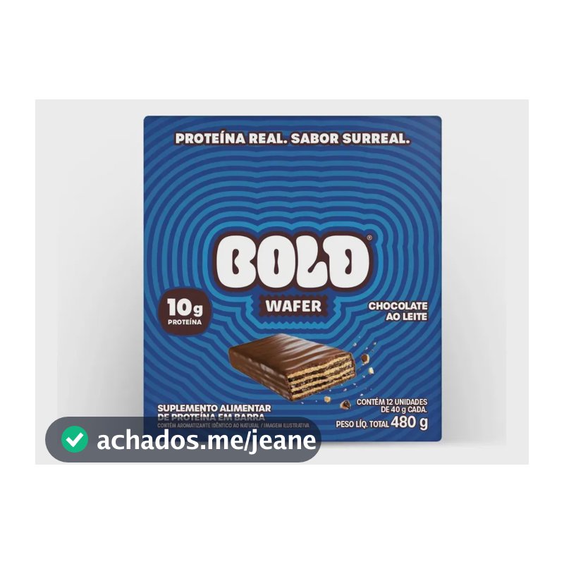 BOLD Wafer Sabor Chocolate ao Leite 10g de Proteína 40g 12 un.