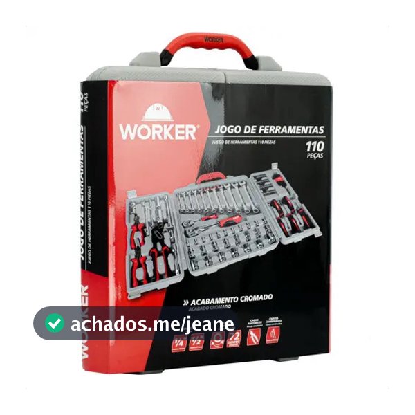 Kit Maleta de Ferramentas Worker 110 Peças Cromo Vanádio Completo