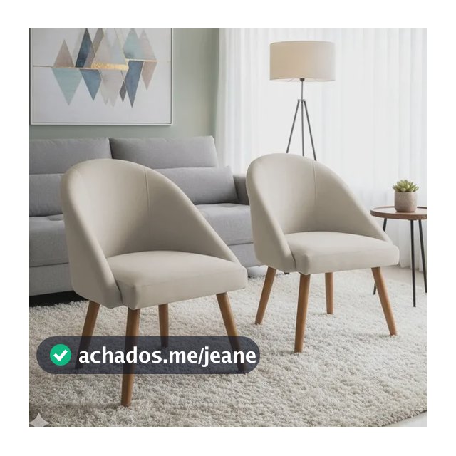 Kit 2 Poltronas Lua Suede Luxo Pés Palito Multiambiente