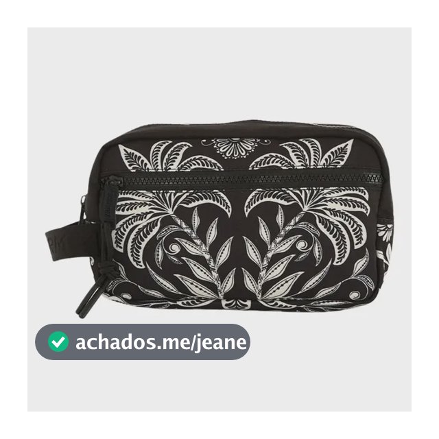 Necessaire Farm Etc Amo Estampa Coqueiro Sereno Preto Estampado