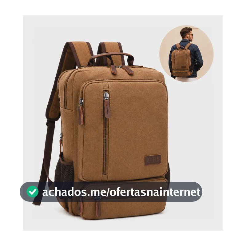 Mochila Resistente De Lona Executiva Casual Viagem Notebook Cor Marrom