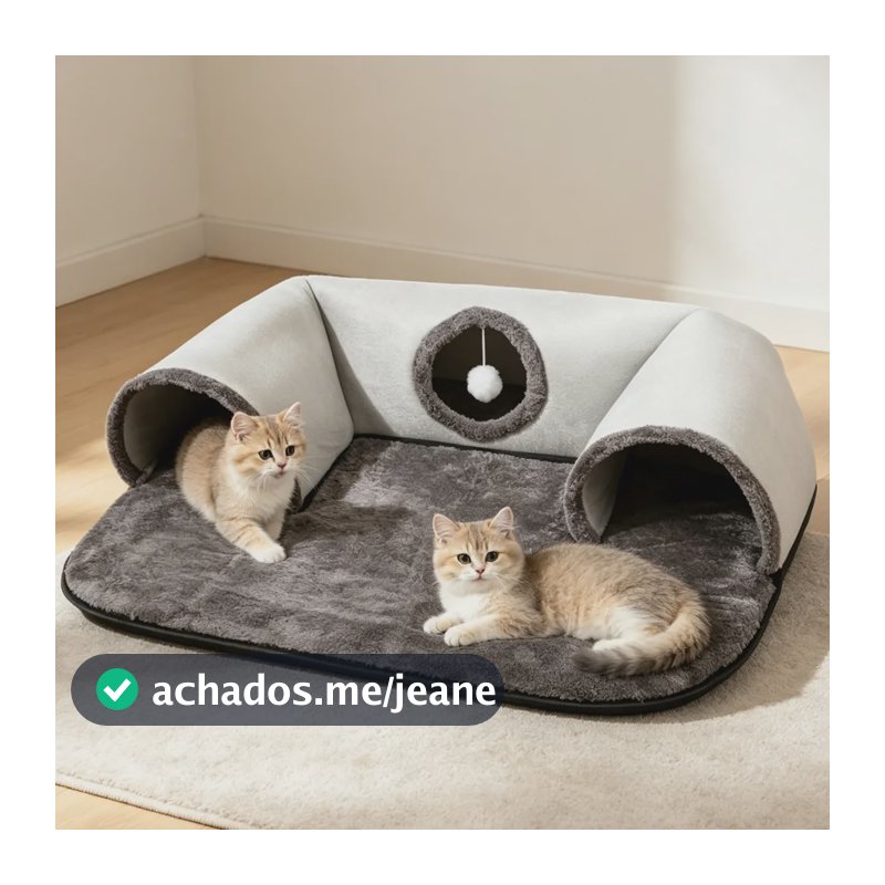 Túnel Labirinto Para Gatos Cães Interativo Cat Removível U Cinza