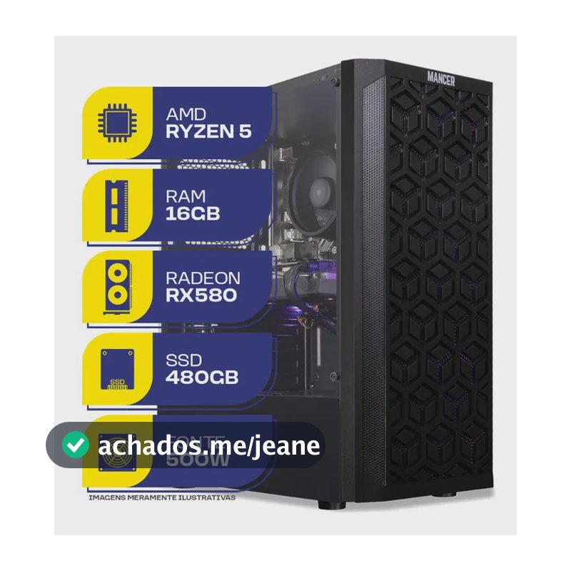 Pc Gamer Mcl, Amd Ryzen 5 5500, Rx 580, 16gb Ddr4, Ssd 480gb 480 Gb 16 Gb Rx 580 8gb