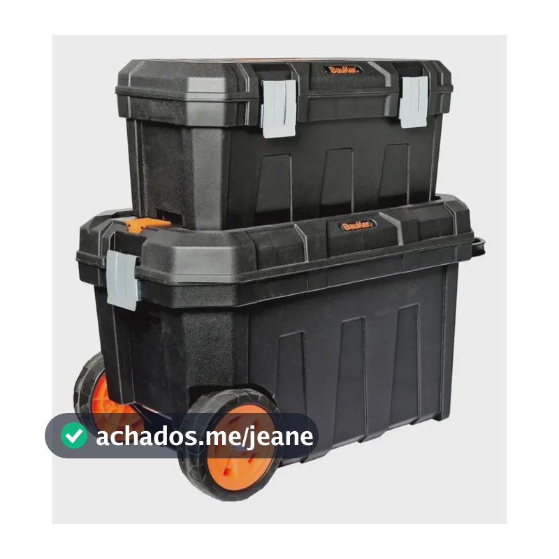 Caixa Ferramentas Com Rodas Grande + Maleta Grande + Preto