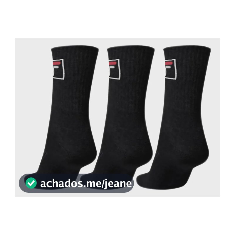 Meias Tripack Fila Cano Alto Fbox Unisex Preta 39 - 43 Preto Liso 39-43
