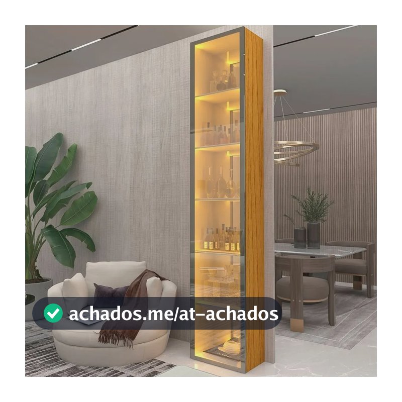 Cristaleira 1 Porta Reflecta Com Fita Led Com Espelho Gdwt Naturale