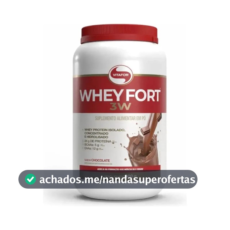 Whey protein Vitafor Fort 3W 900g Baunilha em pó sabor Chocolate x 900g