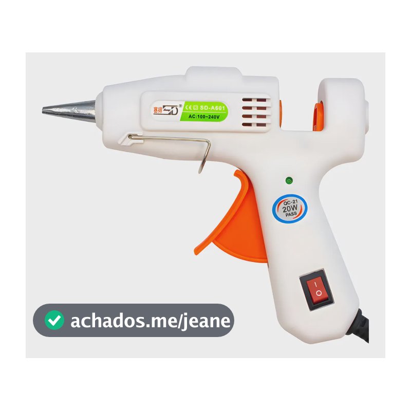 Pistola De Cola Quente Bivolt Profissional 20w Bastão G 7mm Branco 127/220v