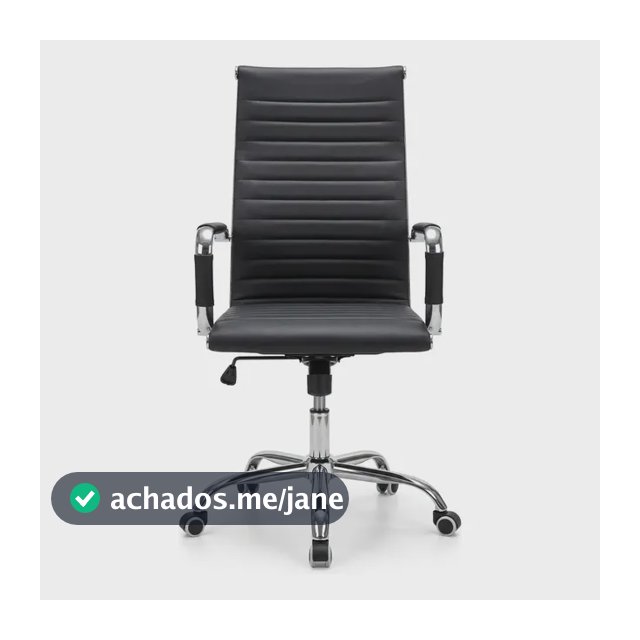 Cadeira Escritorio Presidente Charles Eames Couro Esteirinha Preto Couro Sintético