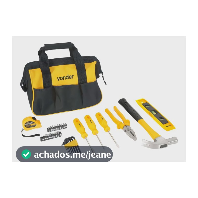Jogo De Ferramentas 36 Pçs Martelo Alicate Com Bolsa Vonder