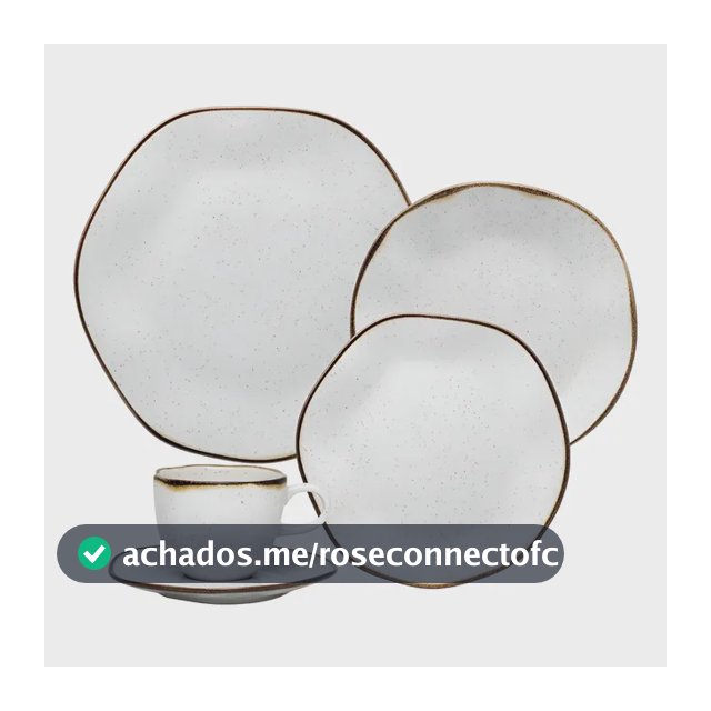 Aparelho de Jantar e Chá Ryo Maresia 20 Peças Off White e Marrom Oxford