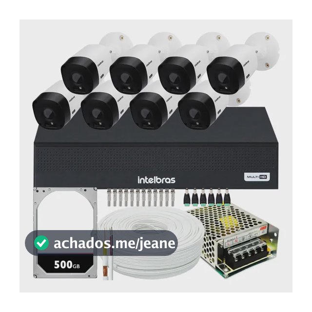 Kit Cftv 8 Câmeras Segurança Intelbras Residencial Dvr 1108c Branco