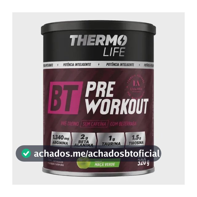 Pré Treino Sem Cafeína Beterraba Bt Thermo Life 320g - Mv Maçã Verde