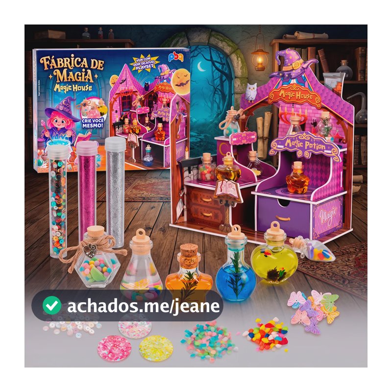 Kit De Poção Mágica Com Playset Casa Mágica Com 10 Frascos Multicolorido