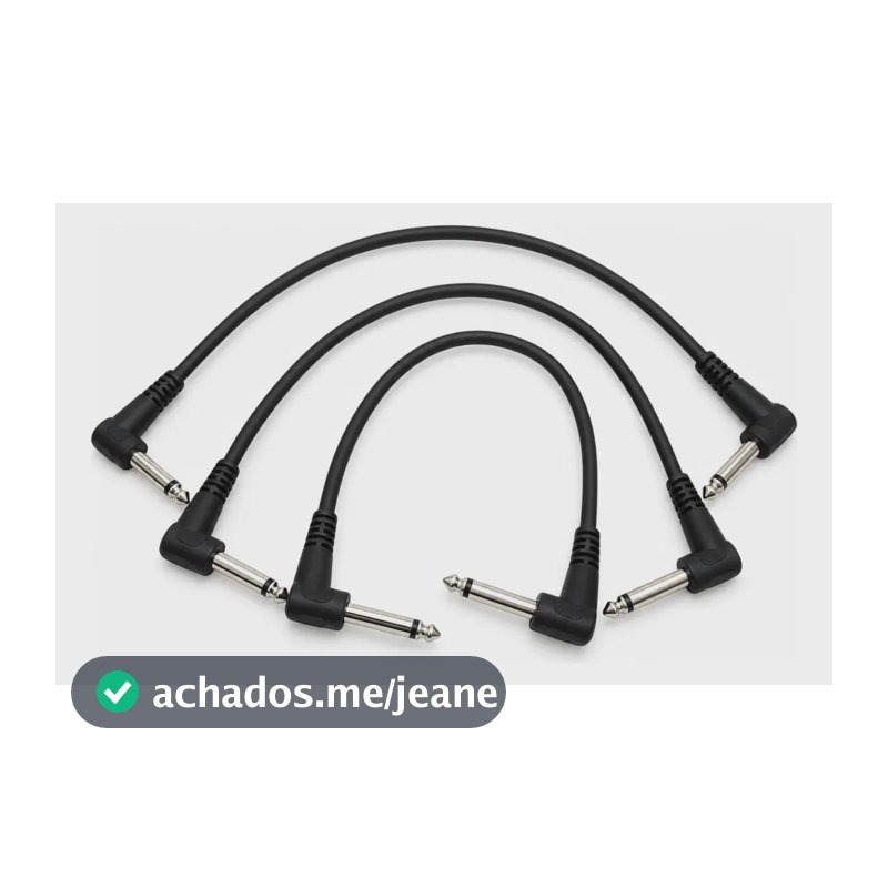 Kit 3 Cabos P10 Mono Bertô Ninja 25cm Plug L 90 Graus Blindado Para Pedal Pedaleira Pedalboard Guitarra Baixo Teclado