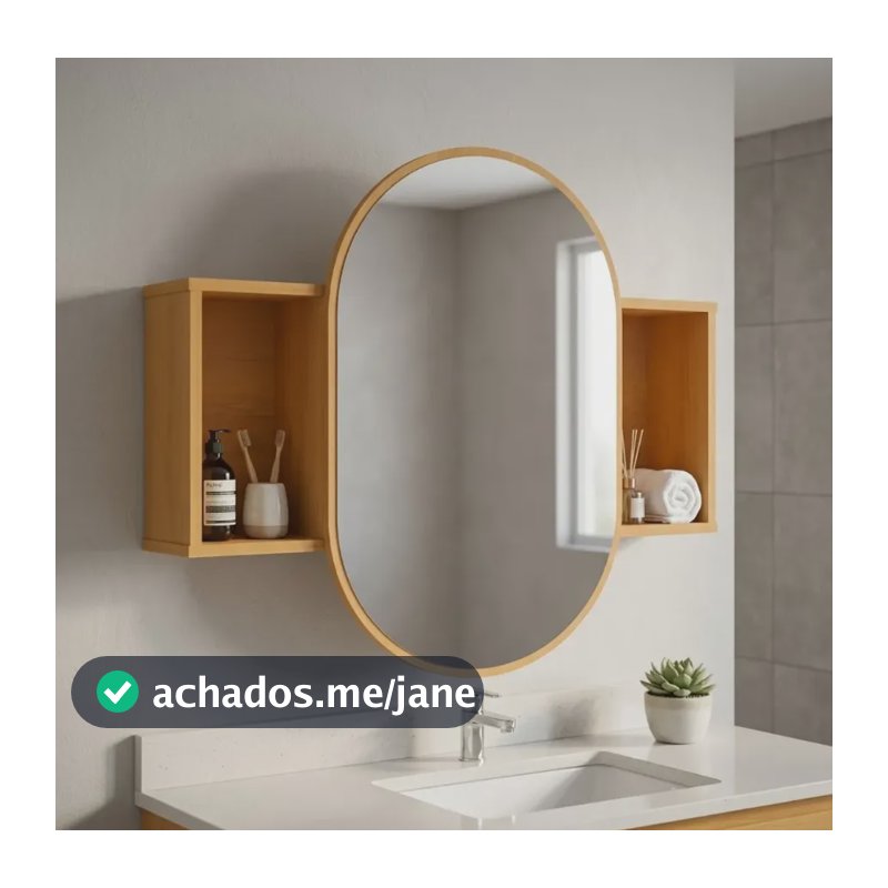 Espelheira Omega Banheiro Lavabo Moderno Parede Hall Naturalle