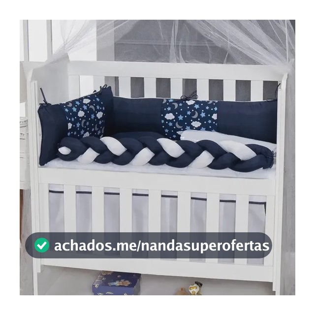 Kit Mini Berço Menina Menino 5 Peças Com Saia Cor Constelação Azul Marinho