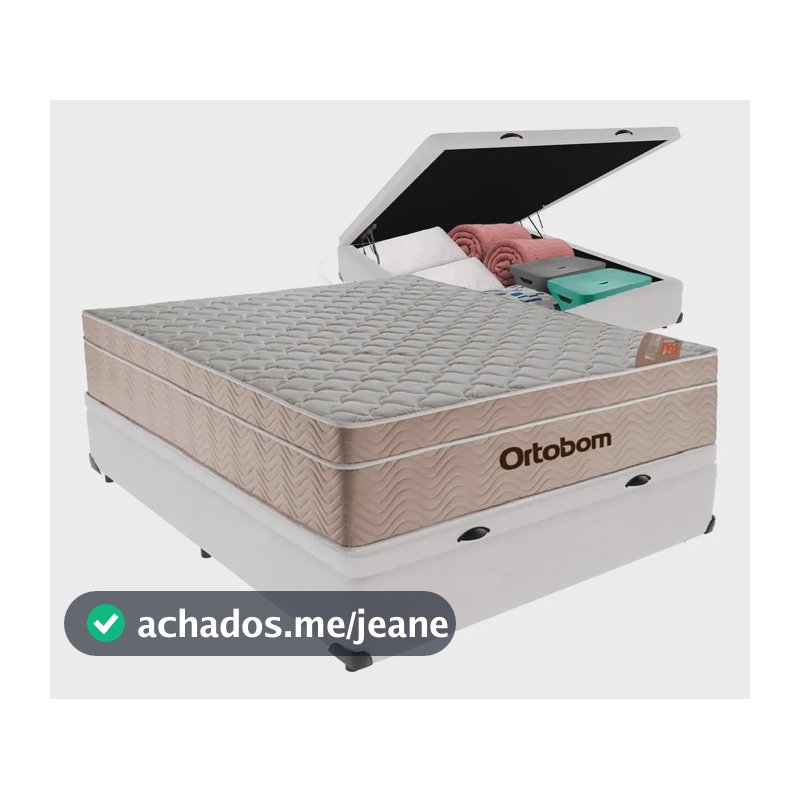 Cama Box Baú E Colchão Ortobom Airtech Molas Ensacadas Viúvo Cor Branco