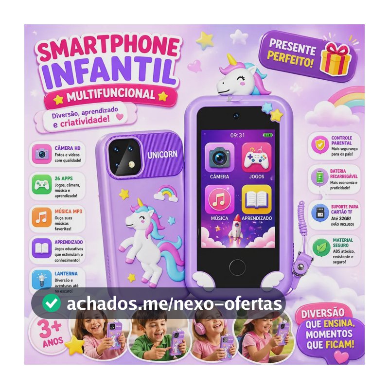 Celular Infantil Câmera Digital Criança Com Jogos Música Fotos Vídeo Hd Telefone Brinquedo Educativo