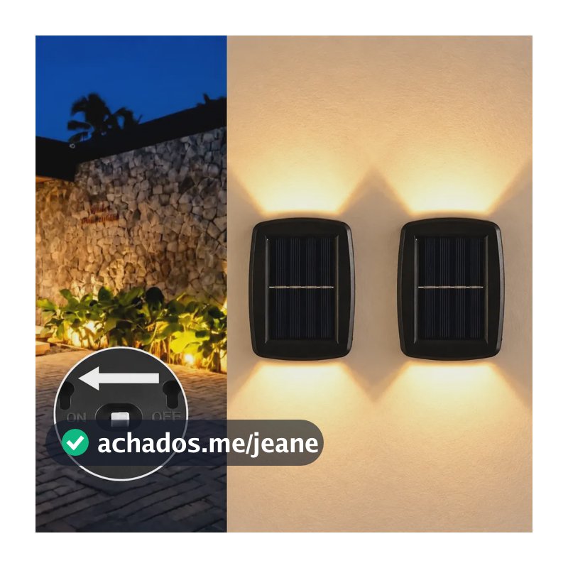 Kit 2 Arandela Solar 10 Led Com Sensor Jardim Parede Luz Que 1.2v 2 Led-luz Quente