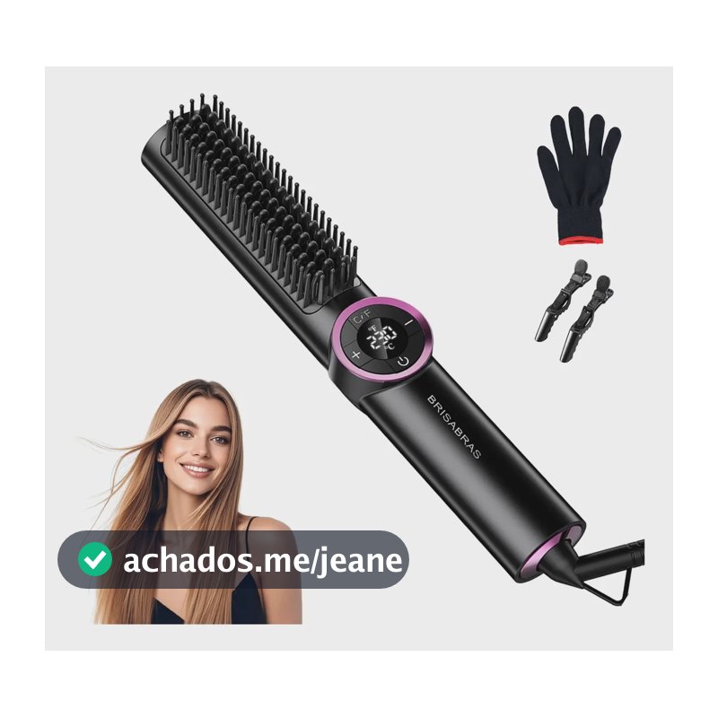 Escova Secadora Alisadora Profissional Eletrico Portatil Preto 127/220v