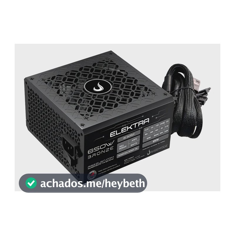 Fonte Rise Mode Elektra 650w Rm-psu-elk-650-b Para Pc Preto