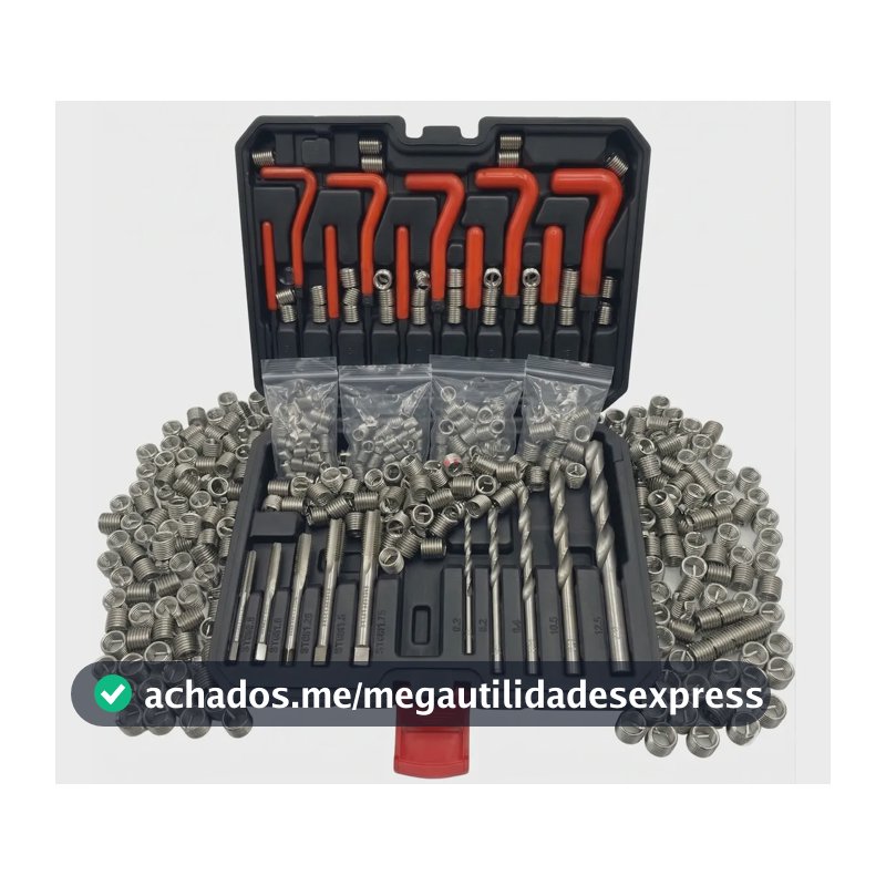 Kit 241un Jogo Abridor De Reparo Rosca Postiça Aço M5 - M12 Vermelho