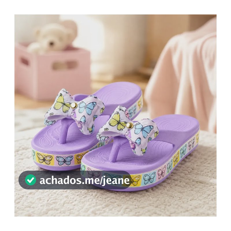 Chinelo Infantil Personagem Menina Lacinho Delicado Antderra Lilás 31/32